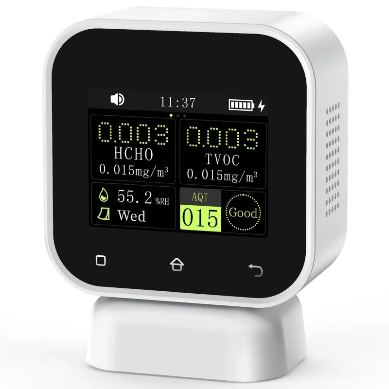 4-in-1 Air Quality Monitor with Touchscreen, HCHO, TVOC and Humidity Detection - Image 1