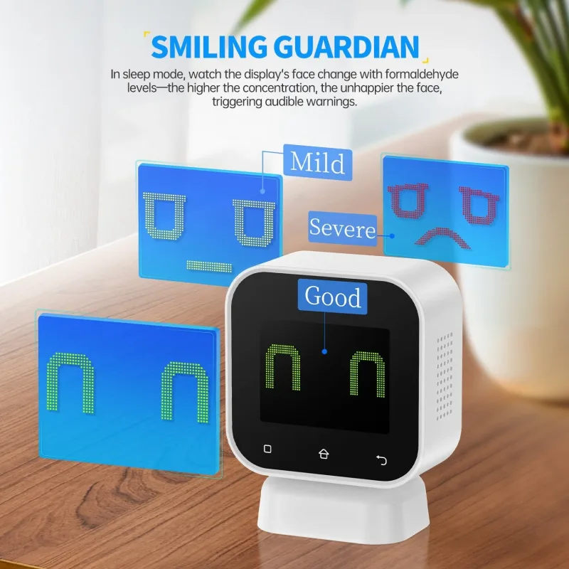 4-in-1 Air Quality Monitor with Touchscreen, HCHO, TVOC and Humidity Detection - Image 8