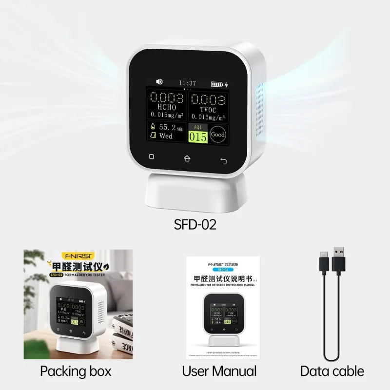 4-in-1 Air Quality Monitor with Touchscreen, HCHO, TVOC and Humidity Detection - Image 7