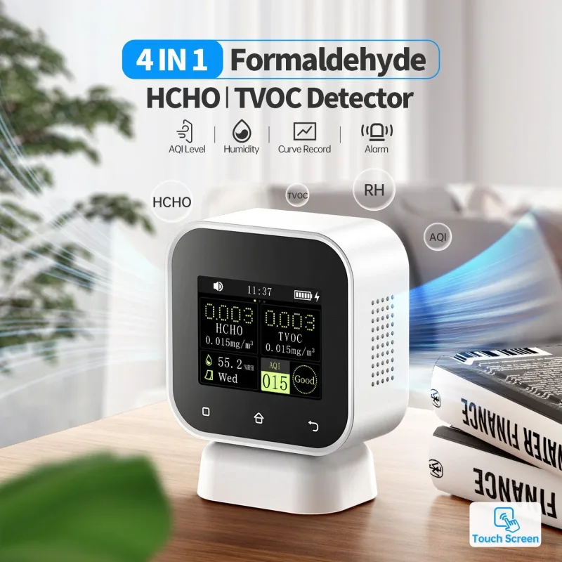 4-in-1 Air Quality Monitor with Touchscreen, HCHO, TVOC and Humidity Detection - Image 6