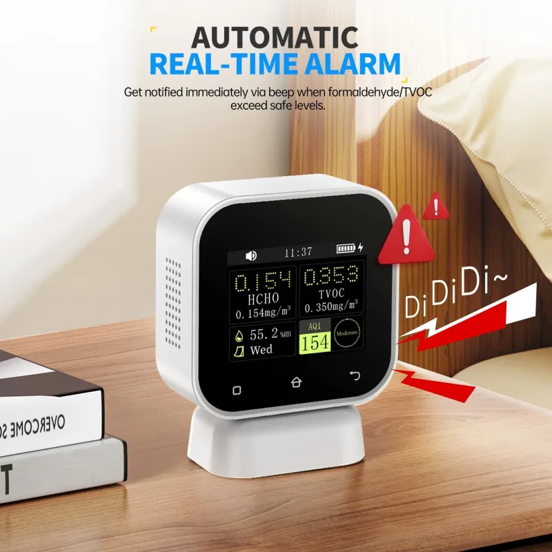 4-in-1 Air Quality Monitor with Touchscreen, HCHO, TVOC and Humidity Detection - Image 12