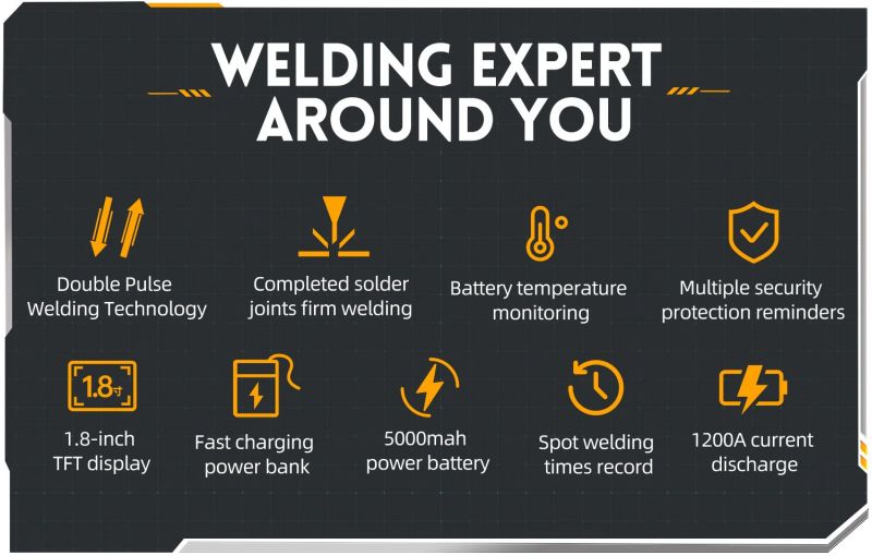 Portable spot welder with colour screen and 5000mAh battery