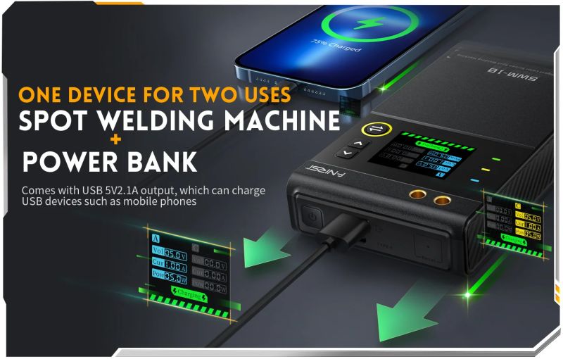 Portable spot welder with colour screen and 5000mAh battery