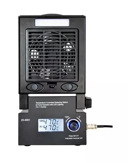 Soldering station with fume extractor, LCD display and LED light - Image 5