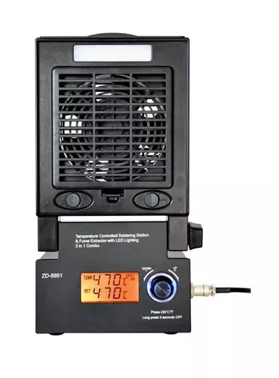 Soldering station with fume extractor, LCD display and LED light - Image 3