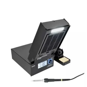 Soldering station with fume extractor, LCD display and LED light