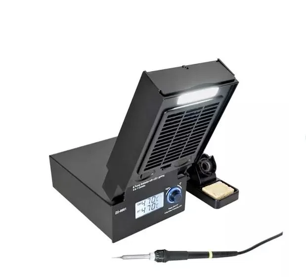 Soldering station with fume extractor, LCD display and LED light - Image 1