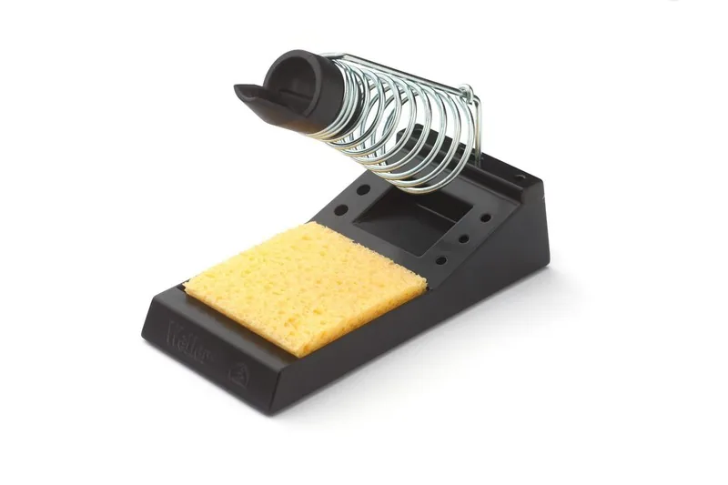WE1010 stand with spring-loaded iron holder and yellow cleaning sponge