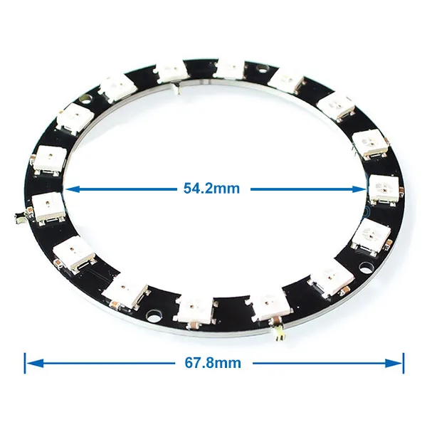 16 RGB LED WS2812 programmable ring - 67.8mm diameter - Image 3