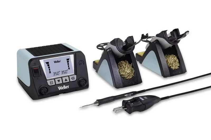 WT2023M soldering and rework kit - package contents: station, iron, desoldering tweezers, tips and stands