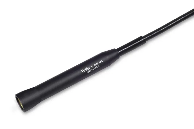 Close-up of the WT2023M's WTMP MS micro-soldering iron, with slim handle and flexible silicone cable