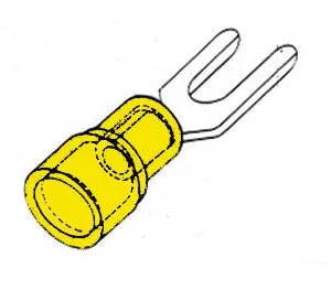 Pack of 10 Yellow 6.4mm Fork Terminals