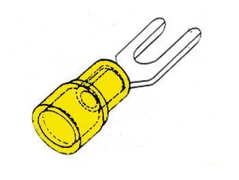 Pack of 10 Yellow 6.4mm Fork Terminals - Image 1