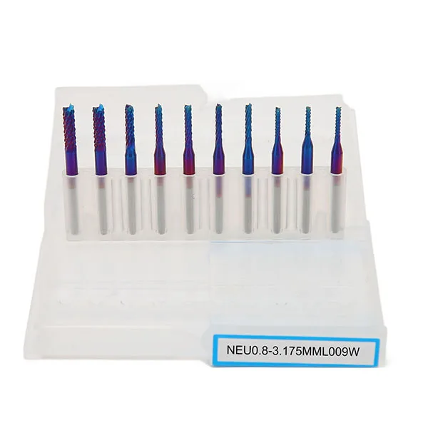 Tungsten Carbide End Mill Set, 10 Pieces, 1/8" - Image 4