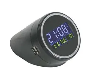 4-Port USB Hub with Built-In Digital Clock