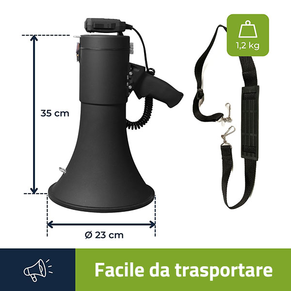 50W portable megaphone with siren, recorder, Bluetooth and USB