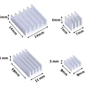 Set of 4 aluminium heatsinks for Raspberry Pi4
