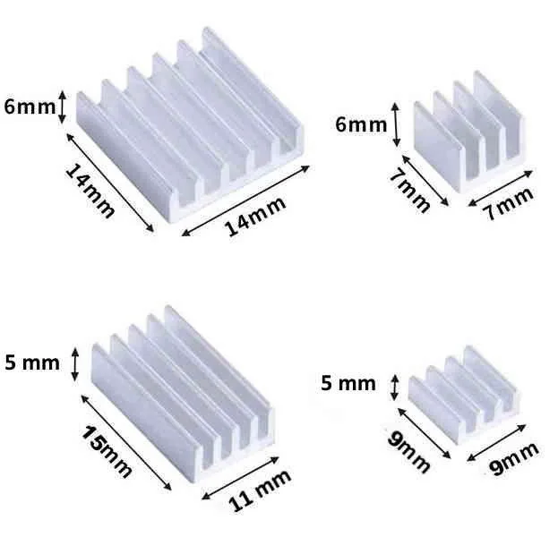 Set of 4 aluminium heatsinks for Raspberry Pi4 - Image 1