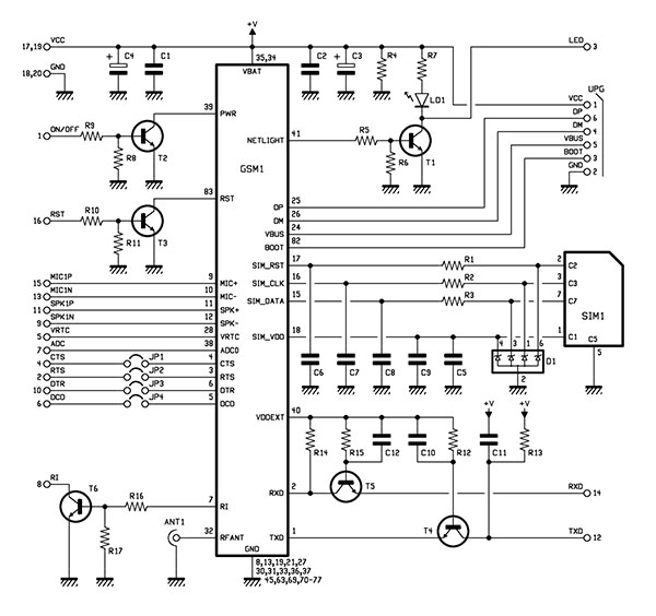 4G/LTE GSM module - SIM - A7682E - Wiring diagram