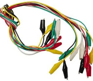 Set of 10 Crocodile Clip Test Leads, 5 Colours