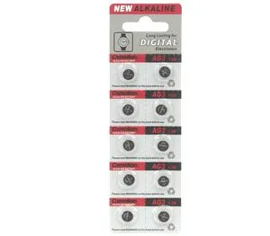 Set of 10 LR41/AG3 Alkaline Batteries - 1.5 V