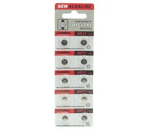 Set of 10 LR721/AG11 Alkaline Batteries - 1.5 V