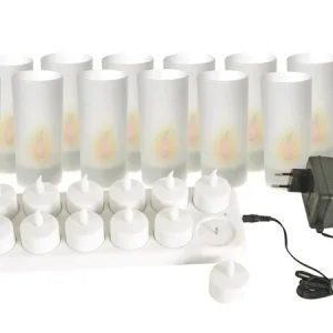 Set of 12 rechargeable LED candles