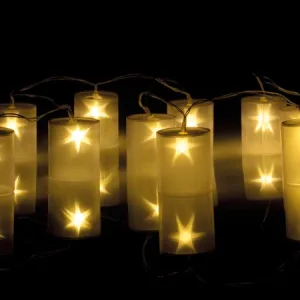 Holographic LED string light with cylindrical bulbs