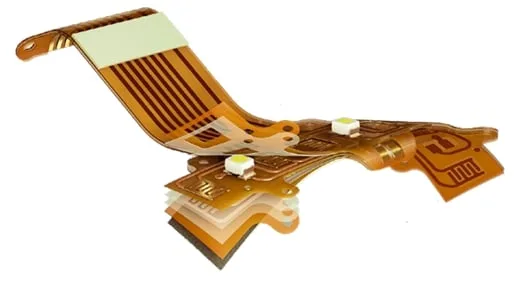 Illustration of a flexible circuit board bending