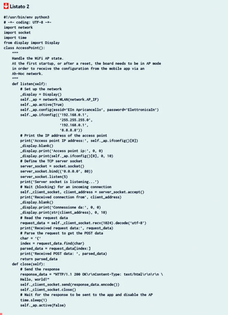 Code listing for the AccessPoint class