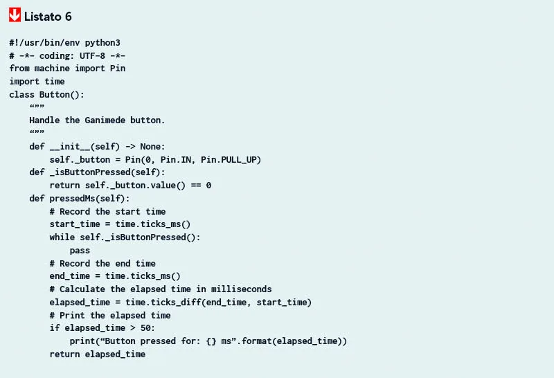 Code listing for the Button class