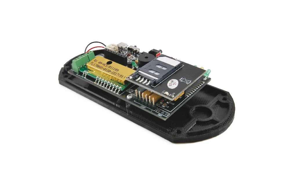 Board mounted and attached to the base of the enclosure