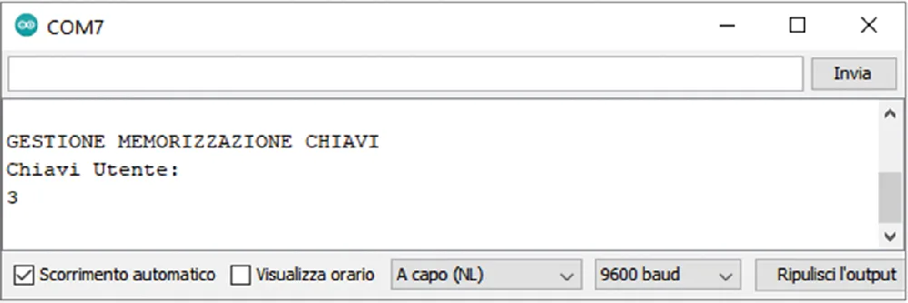 Serial Monitor output showing the Administrator mode message