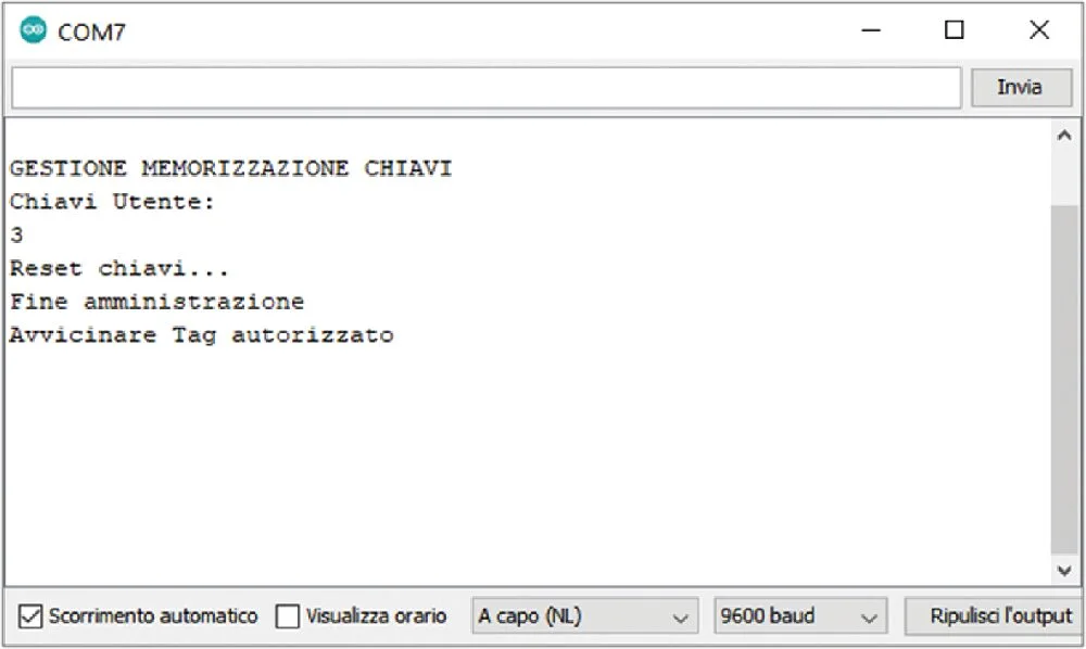 Serial Monitor output showing the EEPROM reset confirmation